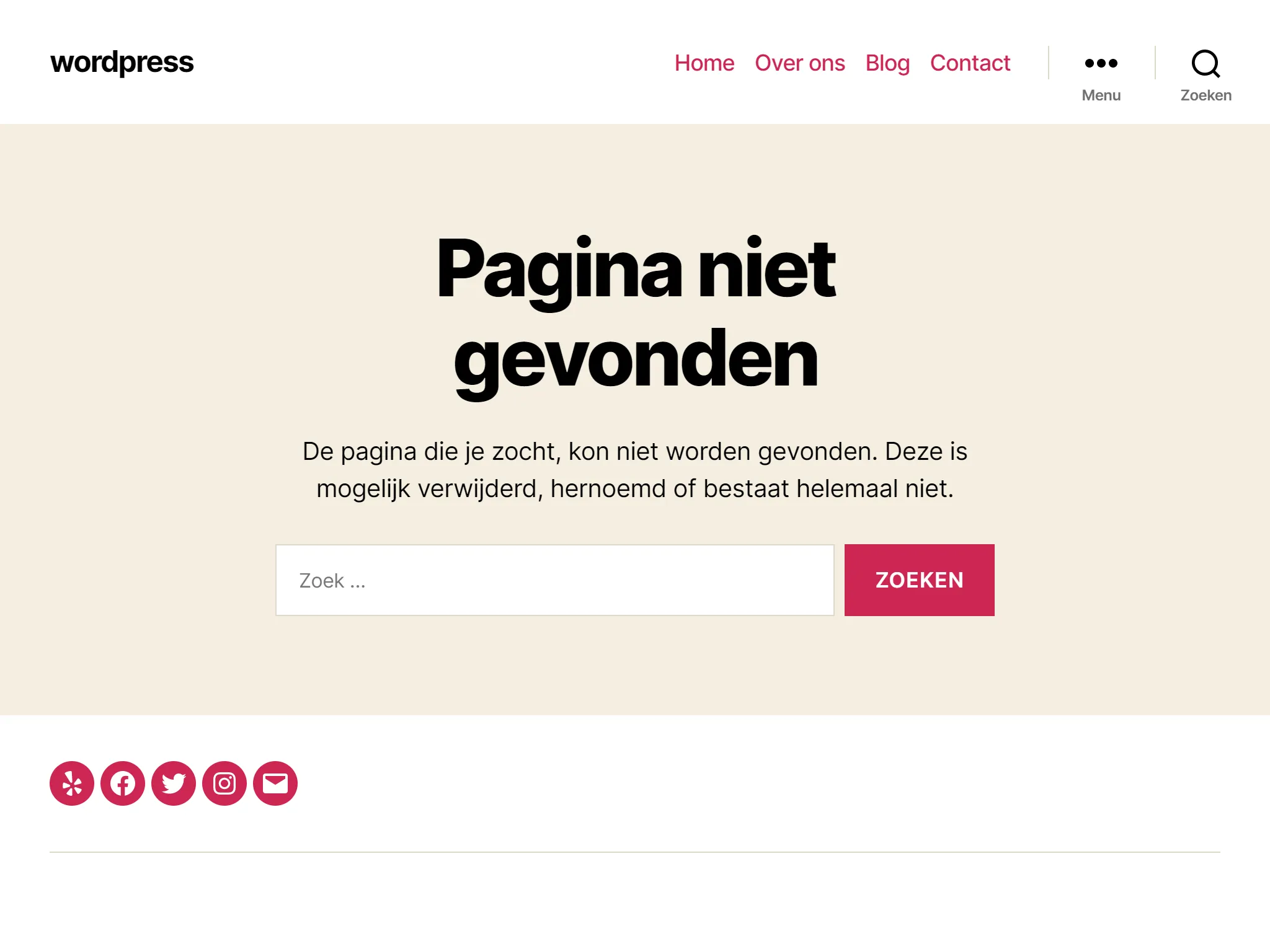 error 404 melding in WordPress website