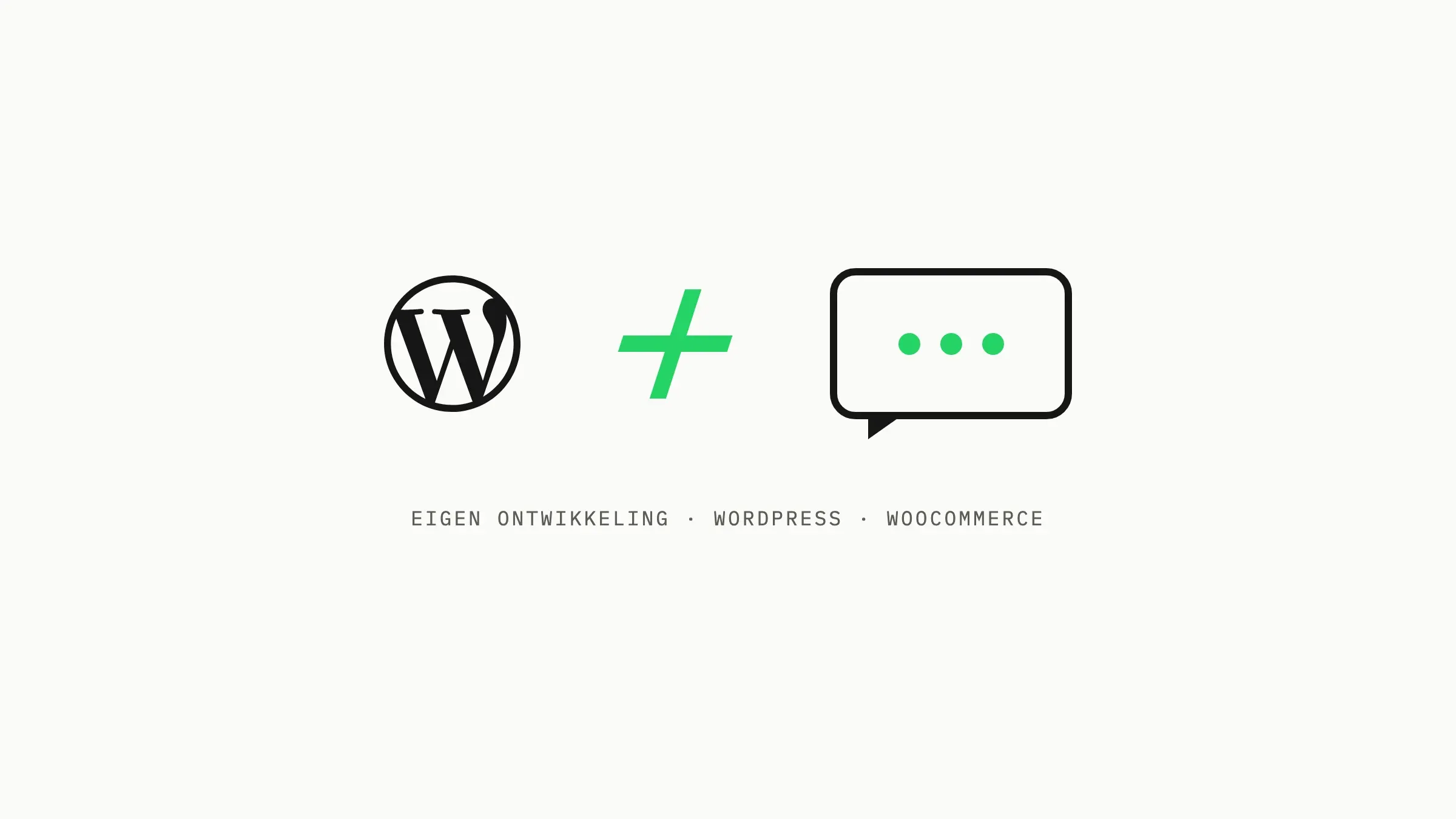 Merkgraphic van het WordPress-logo plus een tekstballon met groene typ-stipjes, de AI-chatbot voor WordPress