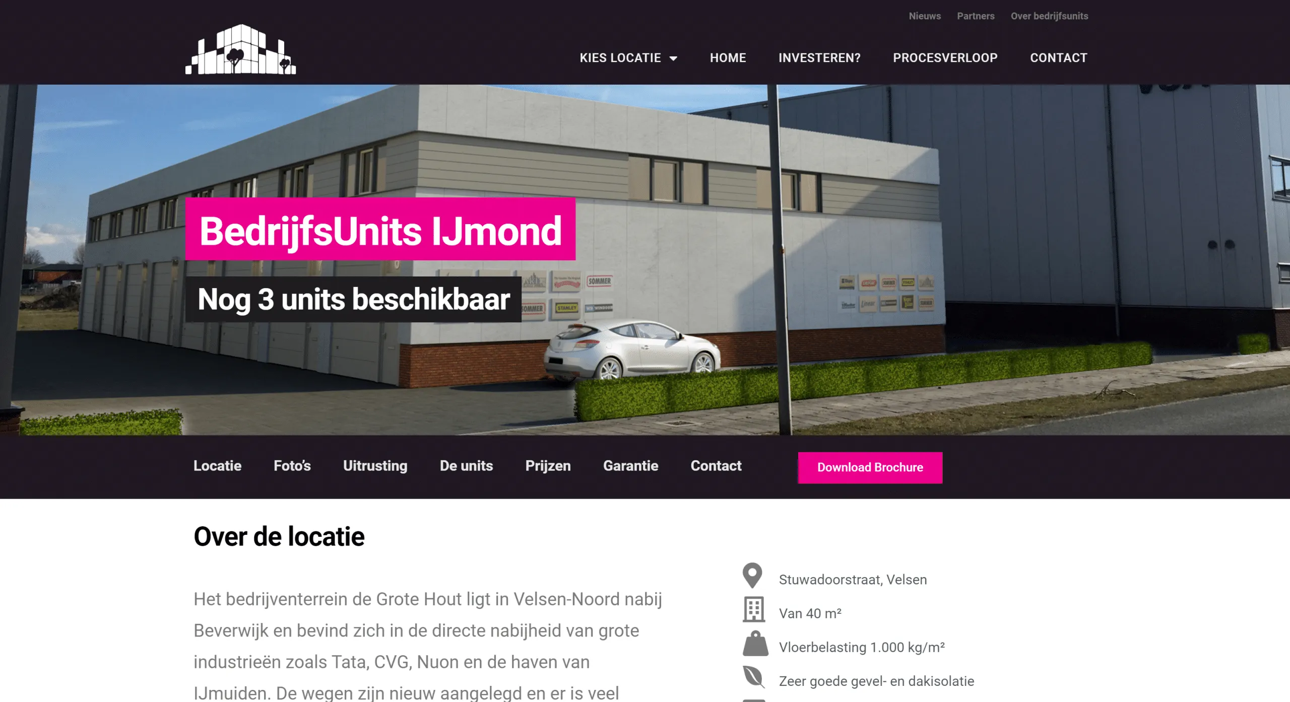 Landingpage webdesign voor vastgoedproject